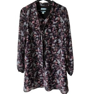 CECE By Cynthia Steffe Long Sheer Sleeve Floral Print Dress Women's Size 2 NWT